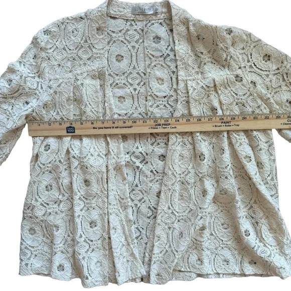 Anthropologie Solitaire Ravi Khosla Cotton Crochet Lace Open Jacket size L - Picture 11 of 12